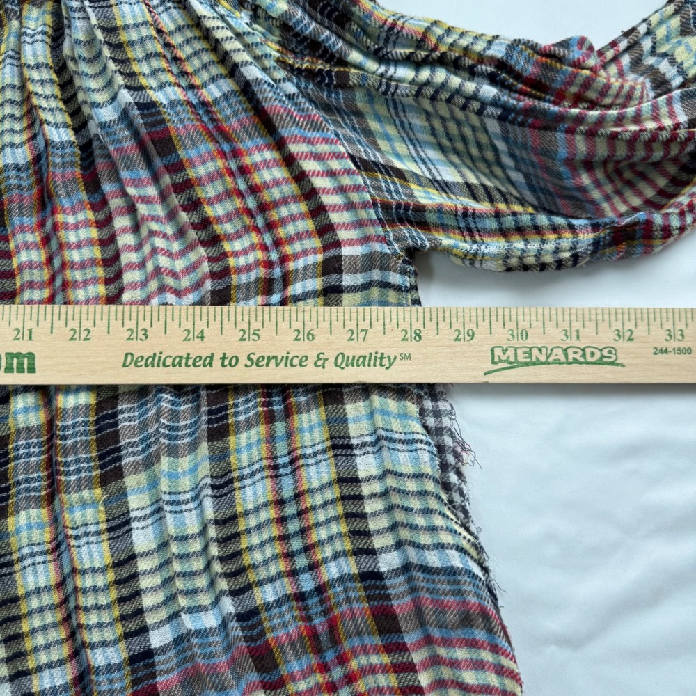 Free People Plaid Oversized‎ Tunic Top Button Front Frayed Hem Size M Festival - Picture 6 of 8